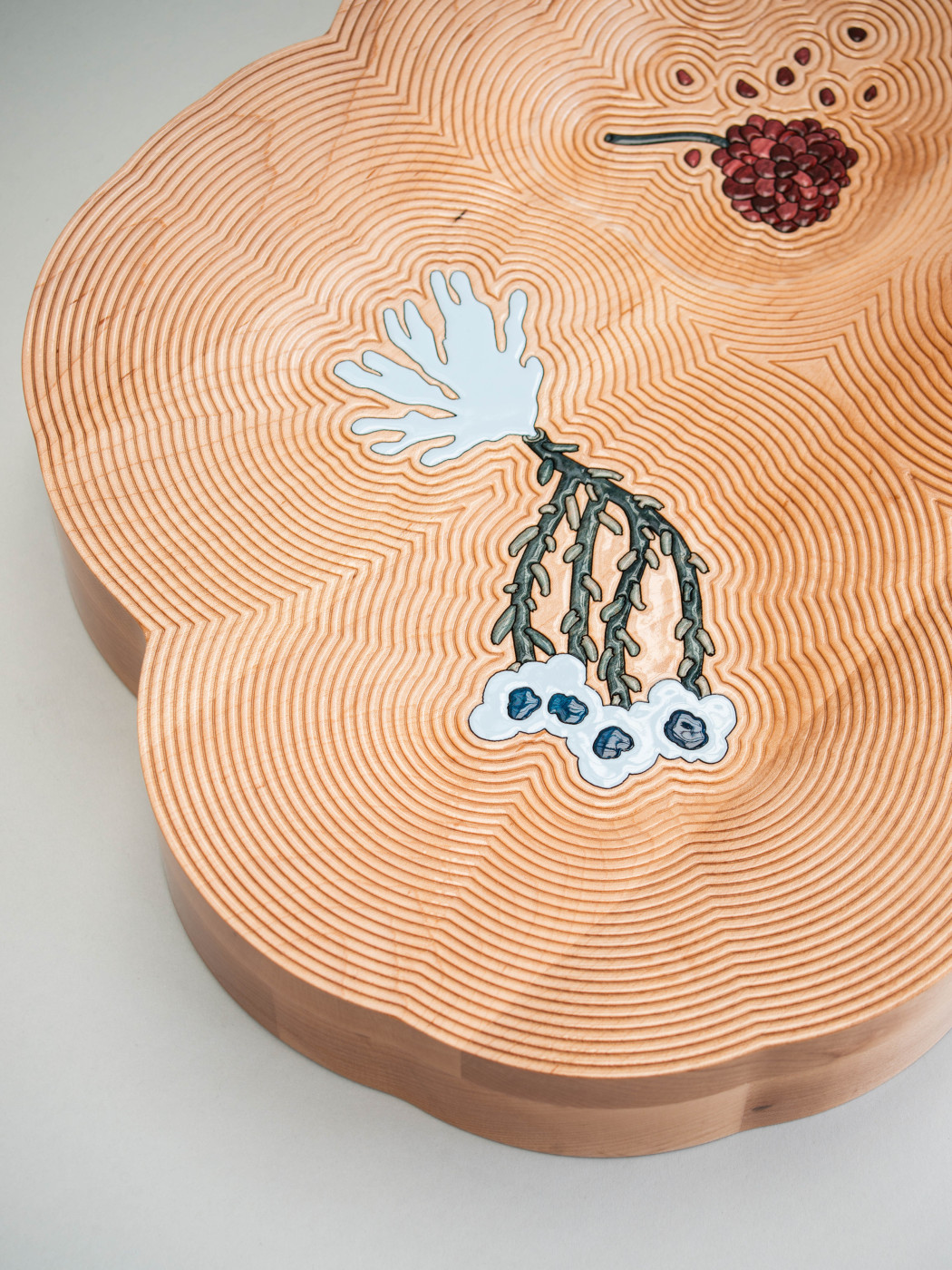 34 - Tray for Helle, 2026. Solid Beech wood, various pigments, varnish. Dimensions: 7 x 60 x 37 cm.