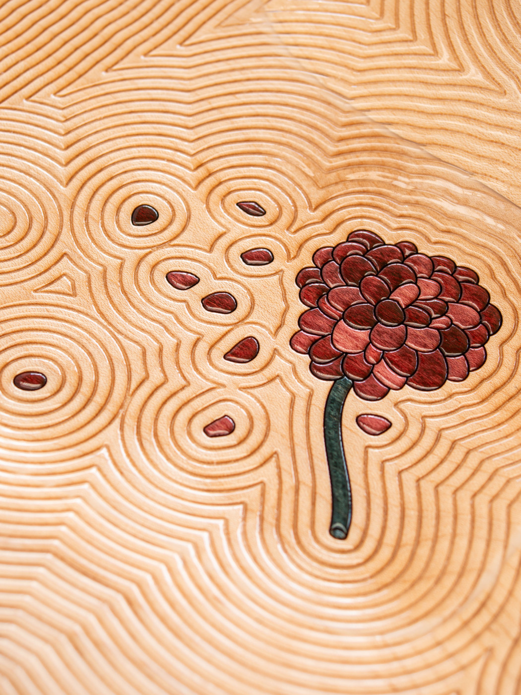 34 - Tray for Helle, 2026. Solid Beech wood, various pigments, varnish. Dimensions: 7 x 60 x 37 cm.