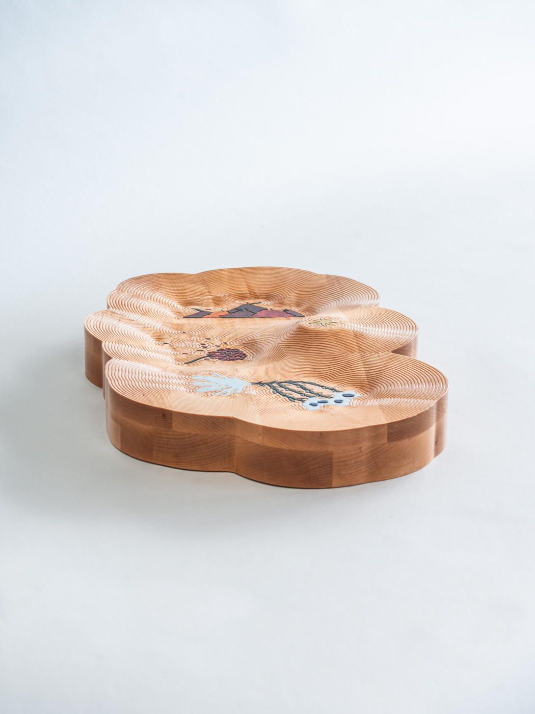 34 - Tray for Helle, 2026. Solid Beech wood, various pigments, varnish. Dimensions: 7 x 60 x 37 cm.